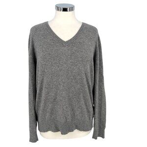 Quince 100% Cashmere Womens Gray V-Neck Sweater Size XL